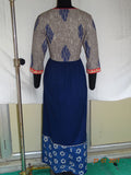 Grey\Indigo Blue Embroided  Long Kurti