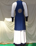 White Rayon Long Kurti with Navy Blue Jacket