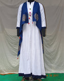 White Rayon Long Kurti with Navy Blue Jacket
