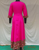 Hot Pink Long Kurti with Kalamkari Border