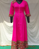 Hot Pink Long Kurti with Kalamkari Border