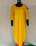 Yellow Long Kurti with Tassles Attached at Bottom