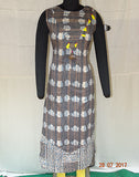Grey Prined Strips Long Kurti
