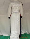 Lakhnawi OffWhite Long Kurti with Navy Blue Inner