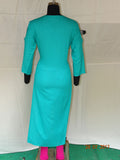 Sea green Long Kurti with Tassels Attached