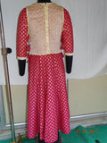Pink & Golden Printed Anarkali Kurti