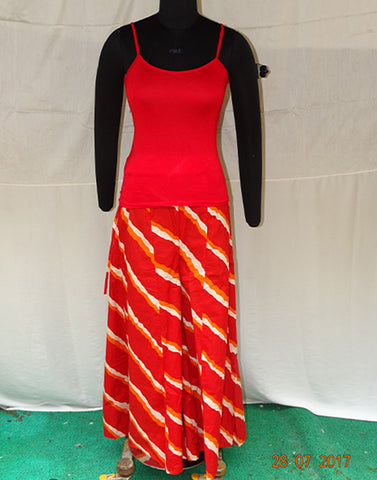 Red & Multi Colour Tye Dye Printed Palazzo